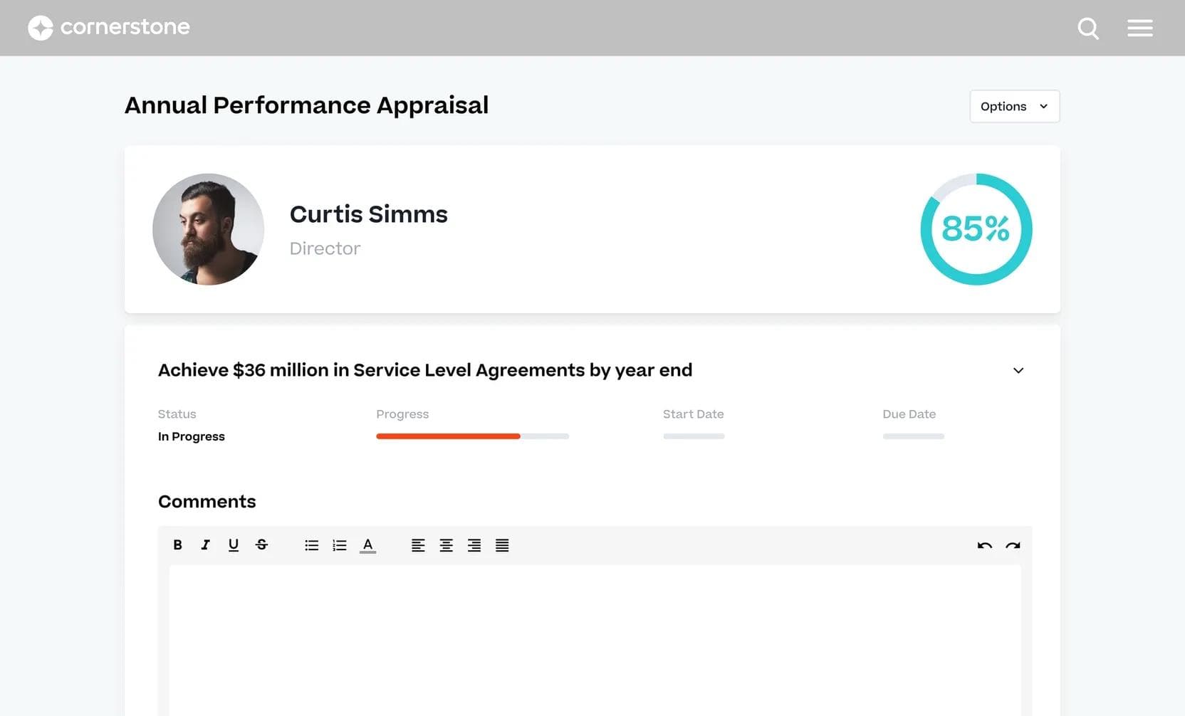 Screen shot of Cornerstone software.